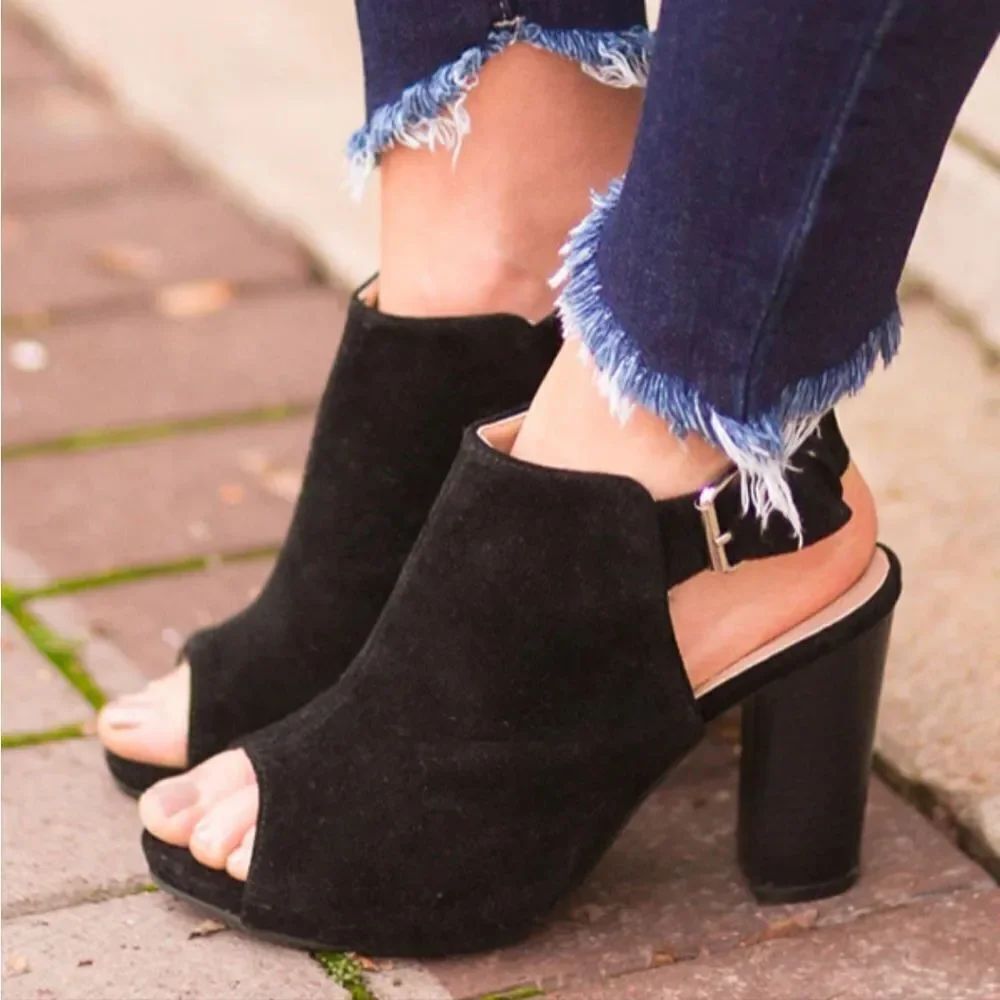 DEXFLEX COMFORT ANKLE STRAP OPEN TOE PUMPS HEEL SHOES SANDAL